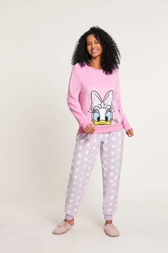 Pijama Longo Fleece Fem. Disney Recco 15760