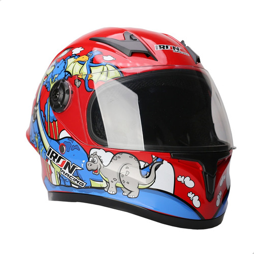 Casco Integral Para Niño Ir-109 Dino Kids Rojo