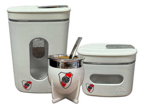 Set Mate Xl Yerbera Azucarera River Plate Oficial Pettish