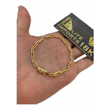 Pulseira Cadeado Alongado 5mm Banhado A Ouro 18k Luxo 