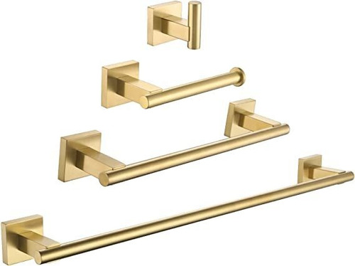 Juego De 4 Accesorios De Baño Dorado