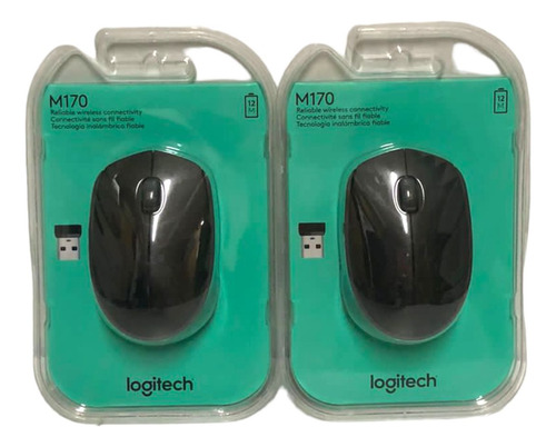 Pack Kit 2 Mouse Logitech M170 Bk Inalambrico