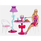 Barbie Set Comedor + Muñeca Glam Dinning Room Original