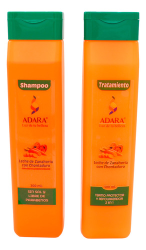 Tratamiento Y Shampoo Leche Zanahoria Chontaduro 300ml Adara