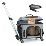 Transportadora De Mascotas Expandible Con Ruedas, Para Gatos