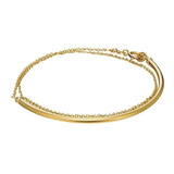 Pulsera Doble Juvenil Plata S925 Baño En Oro + Caja