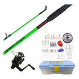 Kit Pescar Reel + Caster 1.80m + Accesorios Caja Río Variada