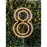 Painel Neon Numero Oito 8 Instagram Iluminação Branco 50cm