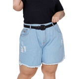 Short Jeans Feminino Plus Size Mom Soltinho
