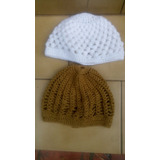 2 Gorros De Lana De Mujer Tejidos A Mano Al Crochet ¡