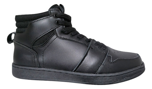 Zapatilla Cuero Unisex Con Caña Temporada Escolar Negro 7502