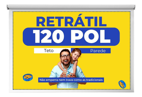 Tela Telão Retrátil Fixa Teto Parede Projeção Data Show 120p