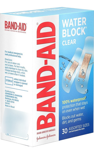 Band-aid Water Block Transparentes À Prova D'água 30un