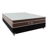 Cama + Box Casal Preta Colchão New Aspen Comfort Prime