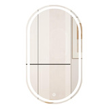 Espelho Oval Com Led Jateado 50x80 Cm Banheiro Sala Luxo
