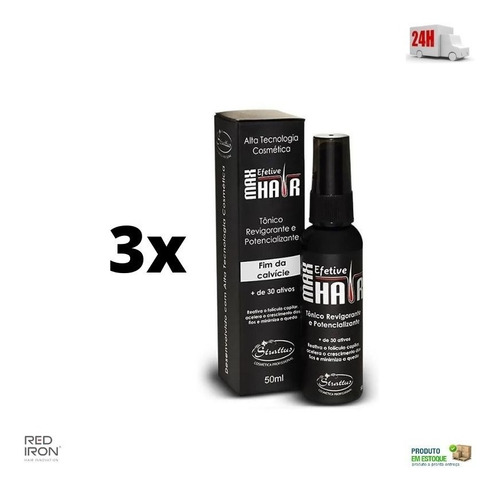 Kit C/3 Max Efetive Hair Tonico Reativa Fios 50ml