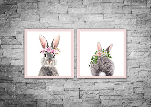 Cuadros Decorativos Infantil Animal Conejo Set X2 Unidades