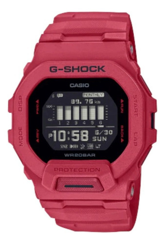 Reloj Hombre Casio Gbd-200rd-4dr G-shock Color De La Correa Rojo Color Del Bisel Rojo Color Del Fondo Negro