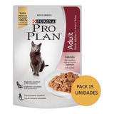 Alimento Pro Plan Pouch Gato Adulto Salmón En Salsa 85g X 15