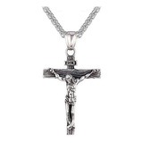 Collar Crucifijo Hombres - Acero Inoxidable Jesucristo Cruz 