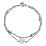 Pulsera Tobillera Plata Mujer Unisex Trebol Acero Doble Cade