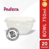 Pote Plástico Descartável Redondo Bowl 750ml - 20 Un.