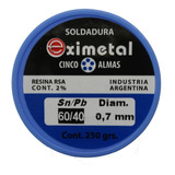 Soldadura De Estaño 250 Gramos Marca Eximetal 0,7 Milímetros