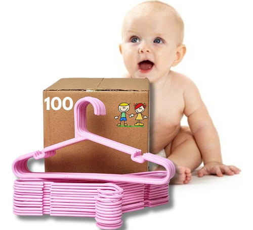 Cabide Infantil Reforçado Kit 100 Unidades Azul Rosa Branco