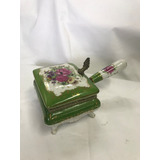 Colillera Porcelana Verde Royal Crown Hand Painted 