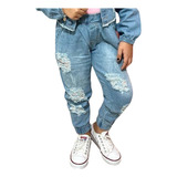 Calça Destroyed Jeans Infantil Feminina Blogueira Mini Diva