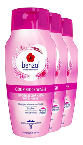 Jabón Liquido Íntimo Benzal Odor-block Bloquea Olor 3 Pack 