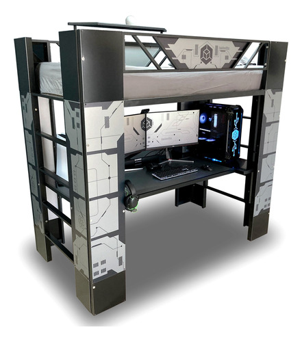 Bunk Station X Litera / Cama Con Escritorio Gamer Ambientika