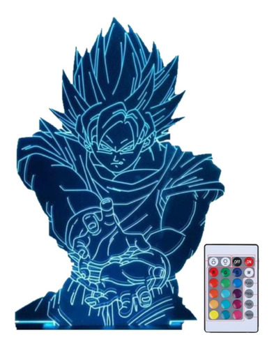 Lámpara Led 3d Acrílico Goku Kame Hame Hatouch 7colores