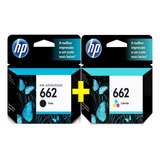 Kit Cartucho Hp 662 Preto+colorido Para 2516,3516,3546,2646