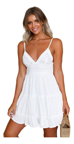 Vestido Playa Sexy Mujer Cuello En V Halter Bowknot