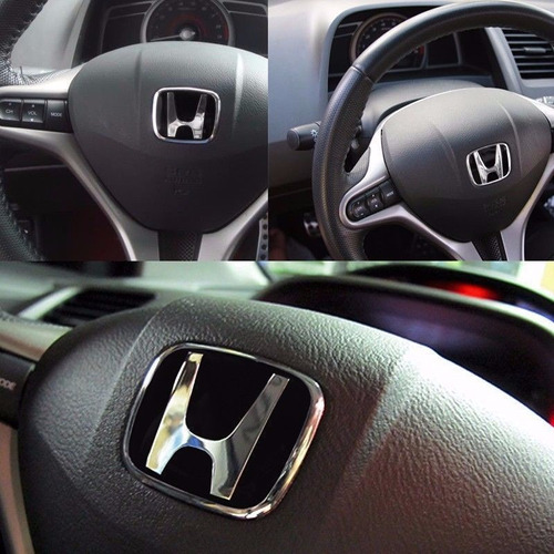 Honda Civic  / Fit / City / Accord  Emblema H Volante Insignia Negra Negro Cromado Logo Adhesivo Foto 2