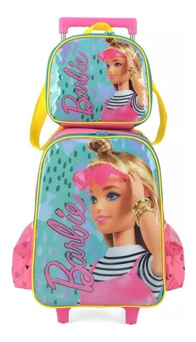 Mochila Meninas Infantil Boneca Barbie Rodinhas G Lancheira