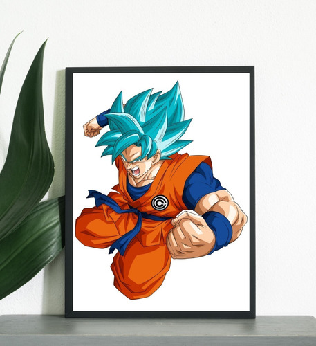 Cuadro 33x48cm Dragon Ball Ilustracion Goku Marco Negro Arte