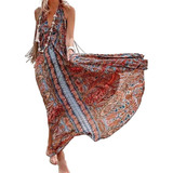 Vestido De Playa Bohemio Y Elegante Con Escote En V [u]