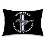 Funda De Almohada Ford Mustang Tri Bar Logo Negro Blanco Pl.