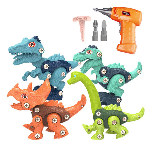 4x Dinosaurios Con Destornillador Kit De Construcción Diy