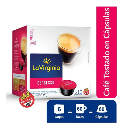 La Virginia Cafe En Capsulas Compatible Dolce Gusto X 60 Un