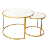 Mesa De Centro Circular Nido Glass Golden