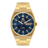 Relógio Orient Masculino Automático Dourado 469gp087 D1kx Cor Do Fundo Azul