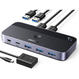 Conmutador Usb 3.0 De 4 Puertos Con 2 Cables Usb 3.0