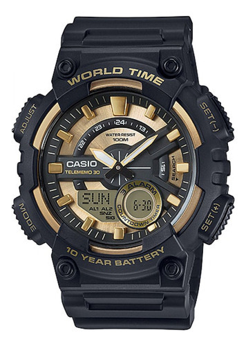 Reloj Casio Hombre Aeq-110bw Sumergible 100m Color De La Malla Multicolor Color Del Bisel Negro Color Del Fondo 9a