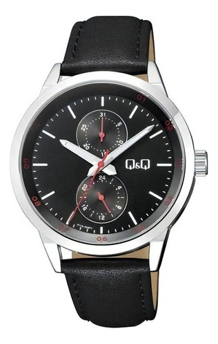 Reloj Para Hombre Q&q A11a A11a-002py Negro Color De La Correa Plateado