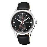 Reloj Para Hombre Q&q A11a A11a-002py Negro Color De La Correa Plateado