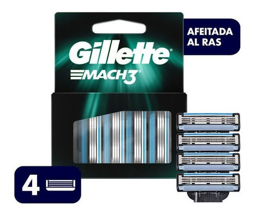 Repuestos Para Maquina De Afeitar Gillette Mach3 Con 4 Unidades