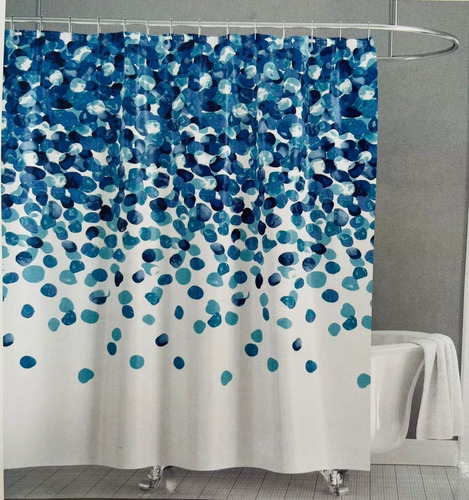 Cortina De Baño Teflon Estampada 180x180cm Con Ganchos